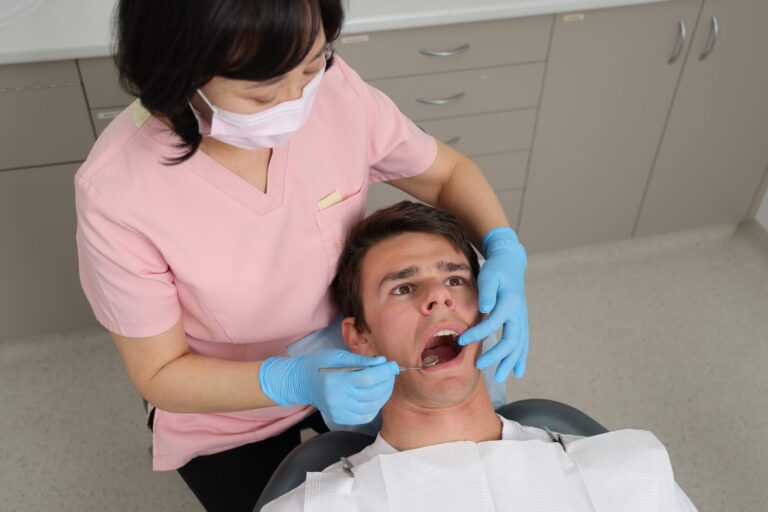 Dentist examining a patient